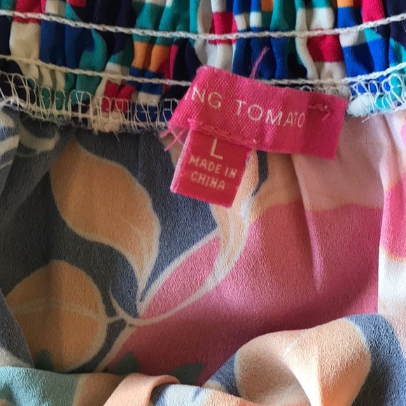 Multicolored Off The Shoulder Bell Sleeve Blouse - Picture 5 of 8